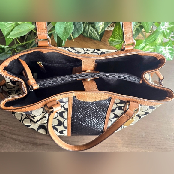 Coach Signature Python Embossed Stripe Drawstring Carryall - Picture 12 of 16